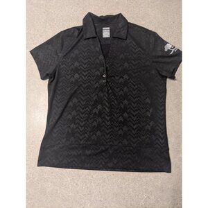 Page & Tuttle Golf Polo Shirt Womens L Black Chevron Pattern Cool Swing